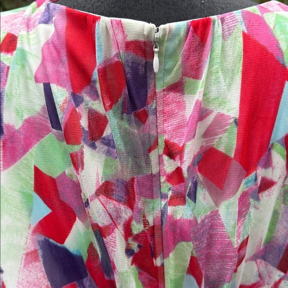 Cleo Multicoloured sleeveless, V neck flowy midi dress. Size L - Picture 3 of 12